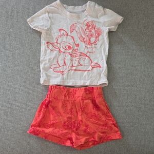 Disney Bambi Cream and Red Baby Outfit